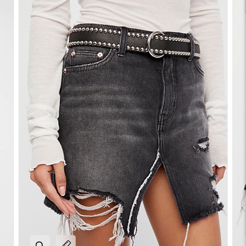 WE THE FREE Relaxed & Destroyed Denim Skirt